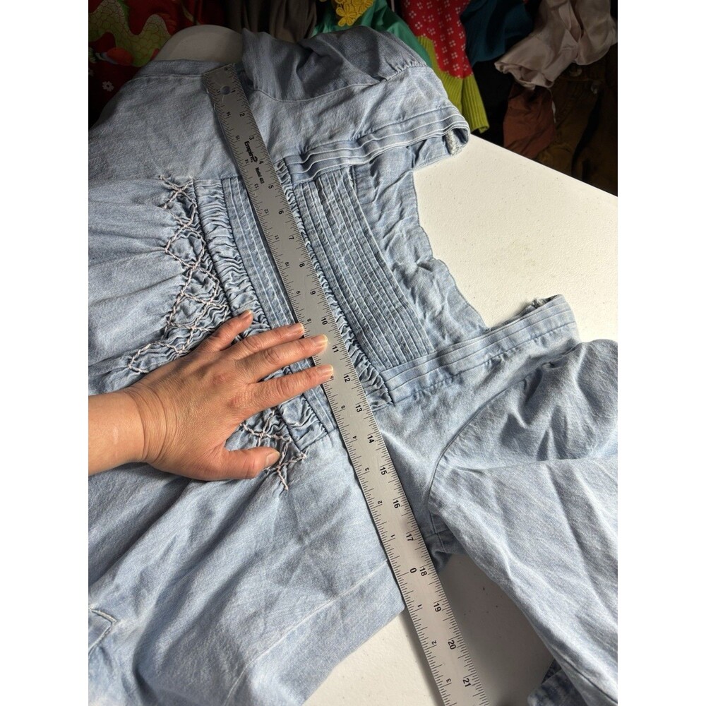 Free People Sonora Denim Cotton Mini Dress in Light Blue  XS - Picture 5 of 15